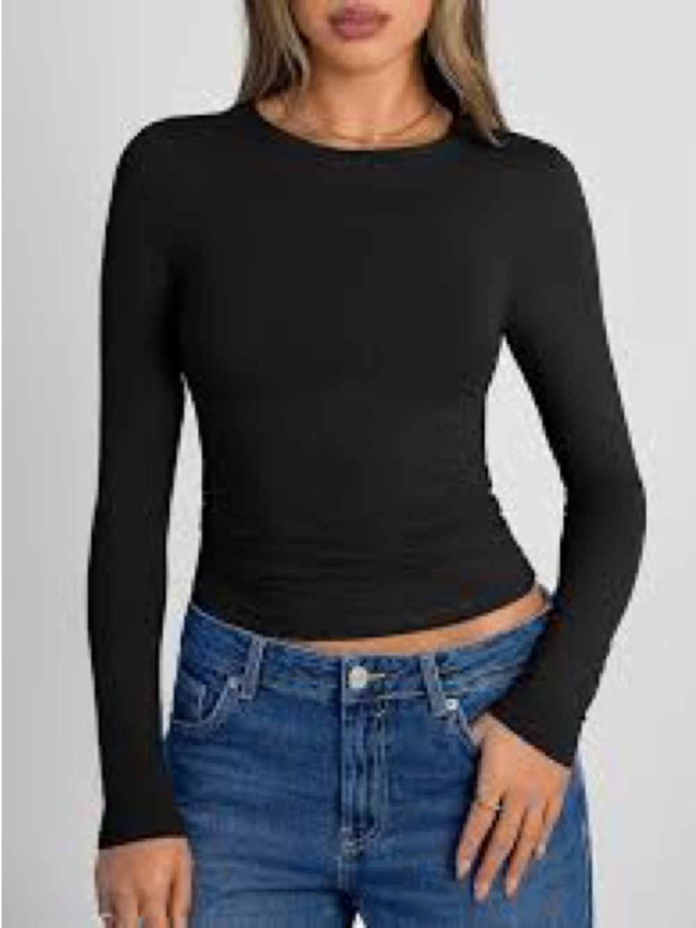 Trendy Queen Ruched Side Long Sleeve Crewneck Top, Black, XL NWT